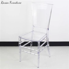 Sedia per eventi con schienale quadrato in resina trasparente