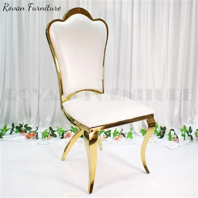 Sedie da pranzo in acciaio inossidabile in pelle bianca per matrimonio